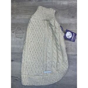 CYEOLLO DOG SWEATER Cable Knit Turtleneck Sparkly Sequins Large New With Tags